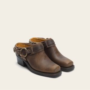 Frye Belted Harness Mule Brown Leather Clog Western Slide Size 6.5